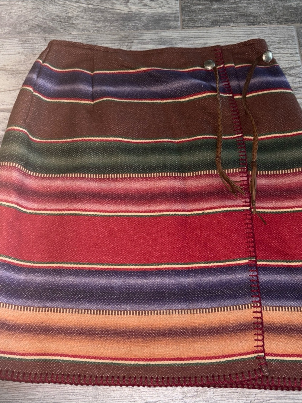 Vintage RARE Ralph Lauren Country westerns style wool/cotton wrap skirt LARGE